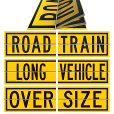 ROAD TRAIN / LONG VEHICLE / OVERSIZE Hinged Two Piece 510 x 250mm Class 2 Reflective Sign - Aluminium Plate